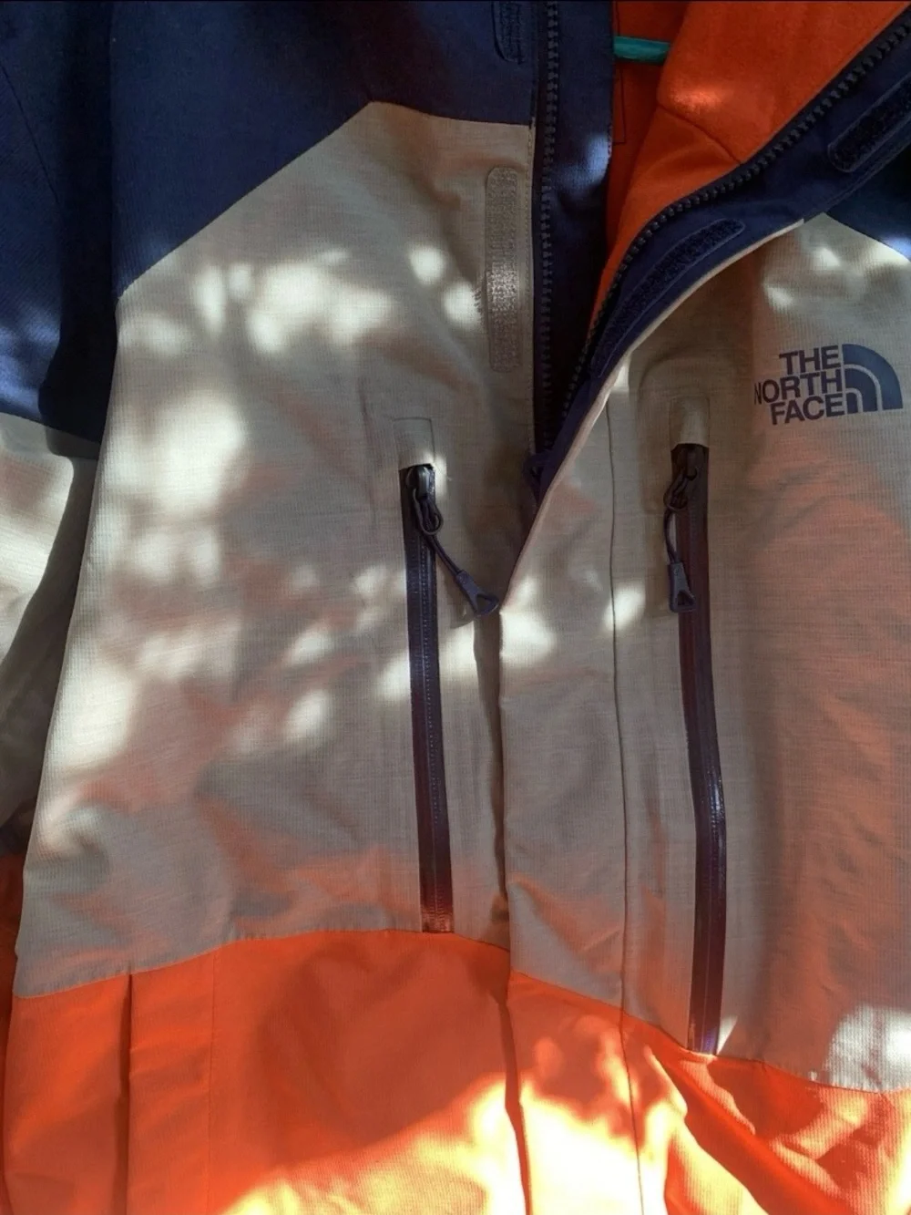The North Face Men’s Orange, Tan & Navy Color block  Ski Jacket and pants